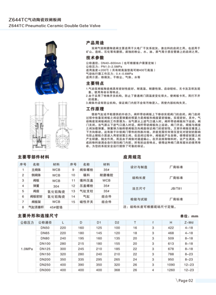 气动陶瓷双闸板阀